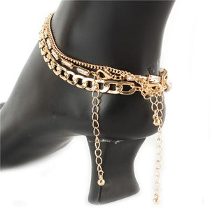 MULTI CHAIN BUTTERFLY PENDANT ANKLET - Icy Palace